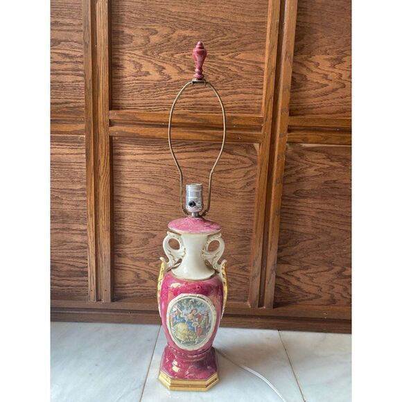 Vintage Hollywood Regency Boudoir Hand Painted Lamps Amphora - Picture 1 of 6